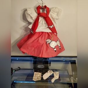 Red Poodle Skirt and Top Set for Kids